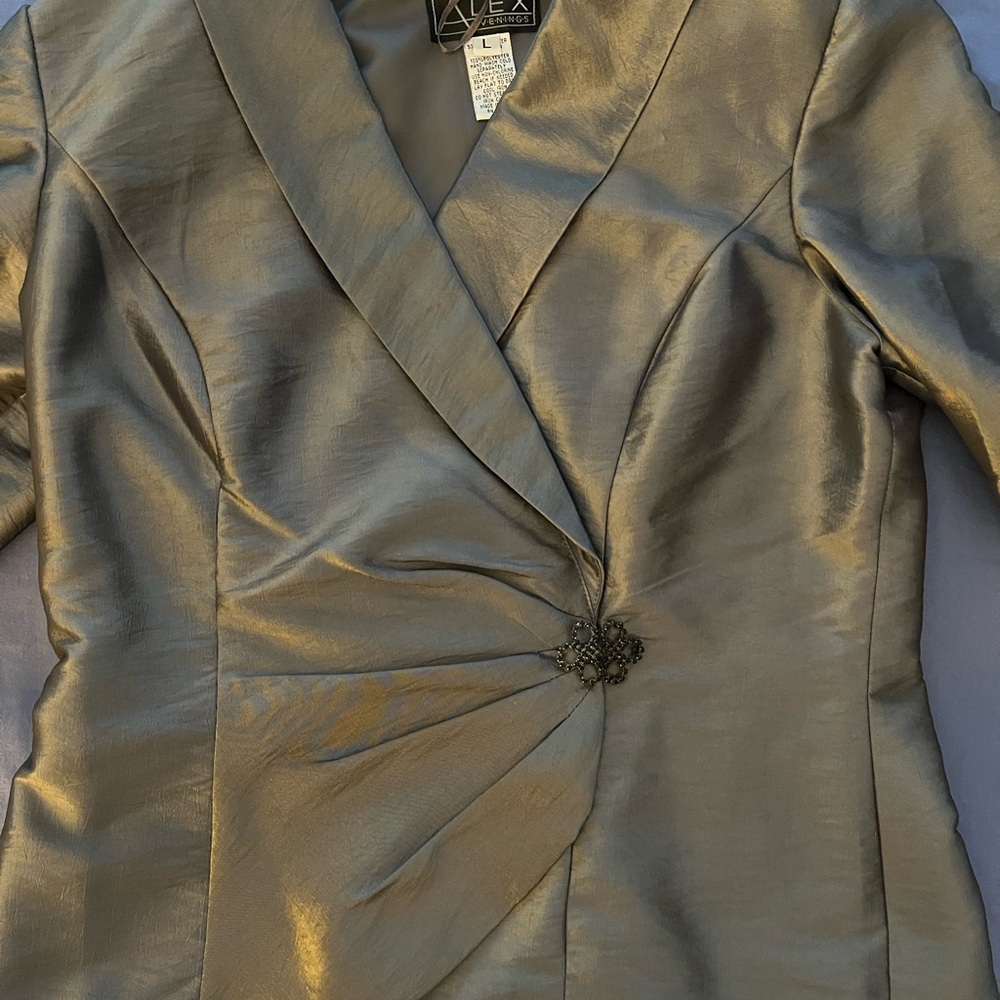 Alex Evenings Women's formal dark silver blouse